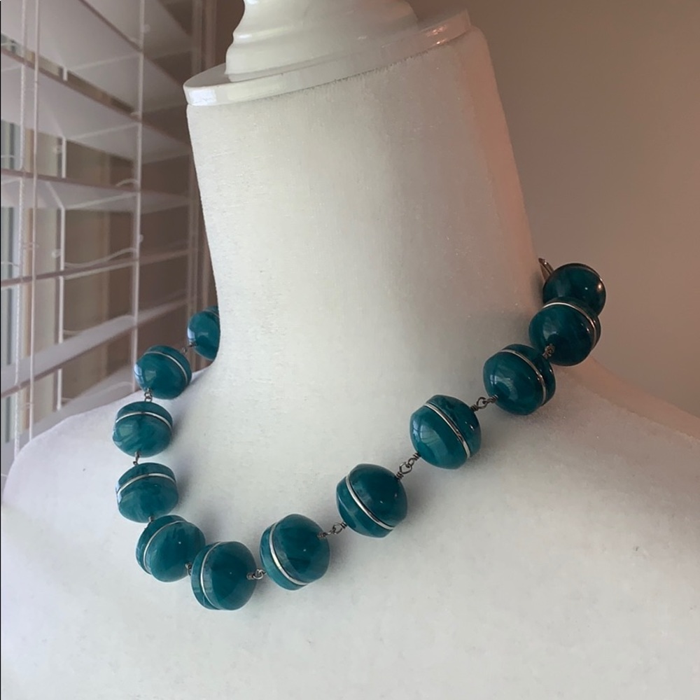 ANN TAYLOR TEAL BEADED NECKLACE - Picture 5 of 6